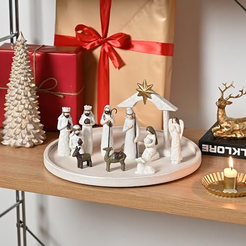 Aomoonoa White Nativity Set, Resin Small Christmas Nativity Figurine thumb #4