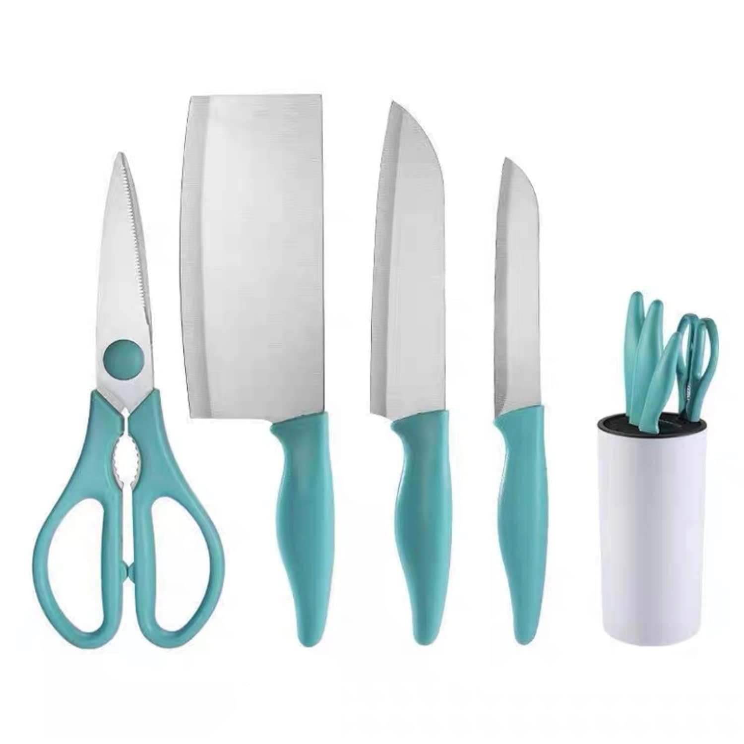 Professional Kitchen Knife Set with Shears and Scissors for Home Use, Blue (set of 4)