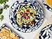 ONEMORE Ceramic Pasta Bowls Set of 4, 36 oz Salad Bowls, Large Kitchen Shallow Bowls Set-Vintage Blue Floral Pattern, Oven Microwave Dishwasher Safe, Scratch Resistant