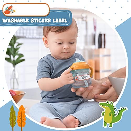 160 Pieces Baby Water Bottle Labels Waterproof Self Adhesive Name Stickers Forest Animal Label Stickers Self Laminating Name Tags for School Daycare Household