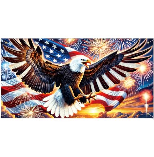 Image of America Independence Day Backdrop Banner 71 x 43 Inch US Flag Bald Eagle Patriotic National Holiday Backdrop Veterans Day Memorial Day Party Banner Supplies Independence Day Themed Party
