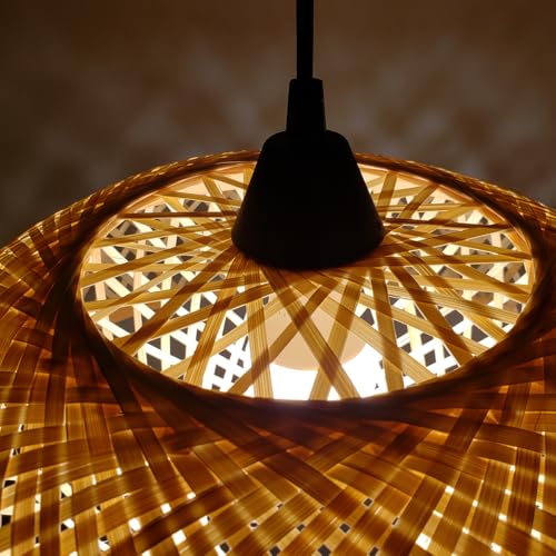 Luminária de Teto Lustre Pendente Bambu Fundamentum Tulum Rústico 45cm