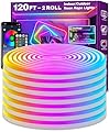 120Ft Neon Rope Lights,Flexible Led Rope Lights Control with App/Remote,Multiple Modes Rope Lights,IP65 Outdoor RGB Led Neons Lights Waterproof,Music Sync Gaming Led Neon Light Strip for Bedroom Decor