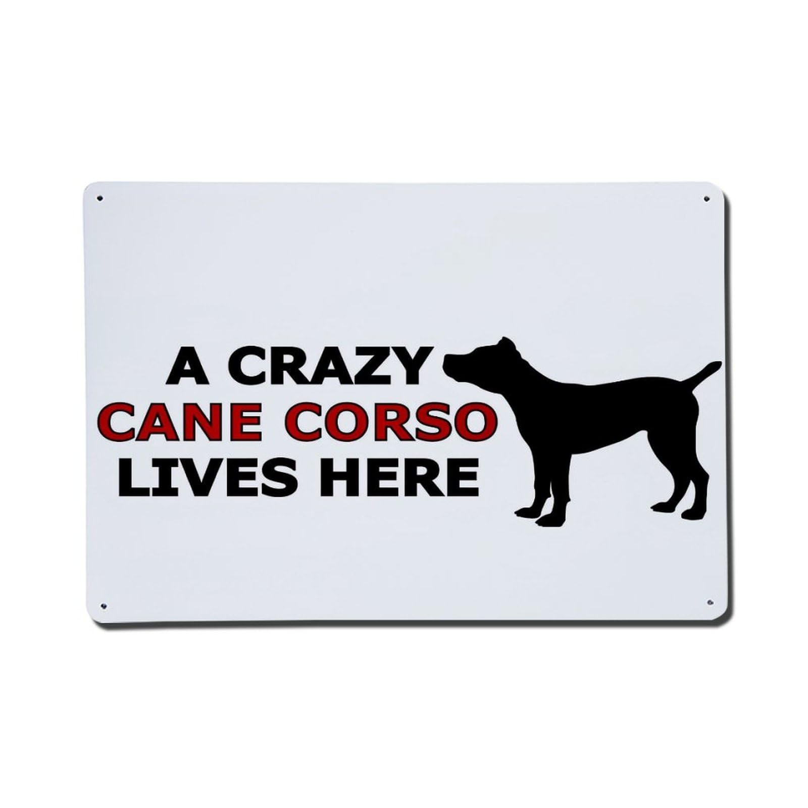 Nestemfo Vintage A Crazy Cane Corso Lives Here Tin Sign Metal Sign, Living Room,Bar, Home, Bedroom Wall Decor,Retro Metal Poster 8X12 Inches