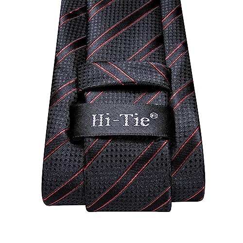 Image of Hi-Tie Men's Tie Sets Silk Paisley Striped Necktie Pocket Square Cuff-links Sets Wedding Business Holiday