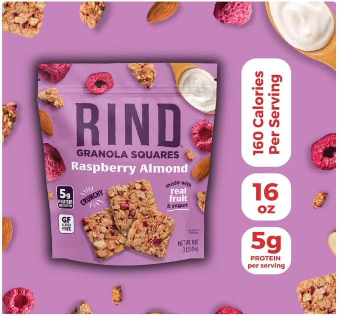 Rind Granola Squares, Raspberry Almond, 16 oz.