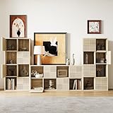 Henunem Bibliothèque, Meuble de Rangement, Étagère, 4 Compartiments Ouverts et 4 Portes Utilisable à l’Horizontale, sur Le Côté ou à l’Envers, 120 x 30 x 60 cm, pour Salon, Bureau, Couleur Boisée