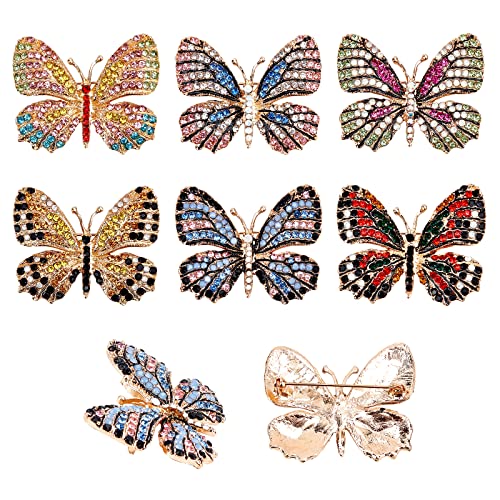CHGCRAFT 6 Stück 6 Farben Schmetterling Brosche Pin Set Strass Schmetterling Brosche Anstecker Mehrfarbig Schmetterling Pin für Schal Hemden Kleider Brautanzug 35 x 44,5 x 4,5 mm Cover