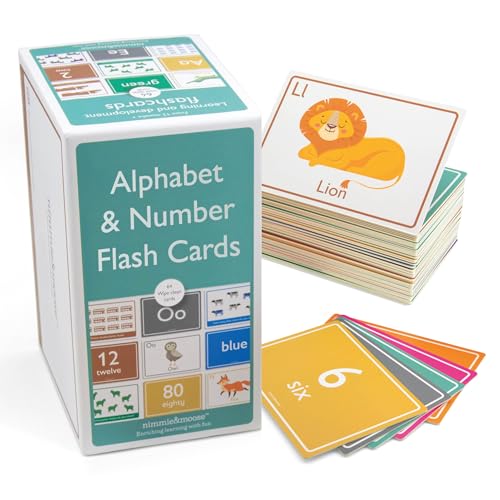 Image of Nimmie & Moose Alphabet Flash Cards for Toddlers 1-3 | Extra-Thick Toddler Flash Cards | Learn Numbers, Letters, Colors, Animals & Play Games - Color Flashcards for Toddlers 1-3+