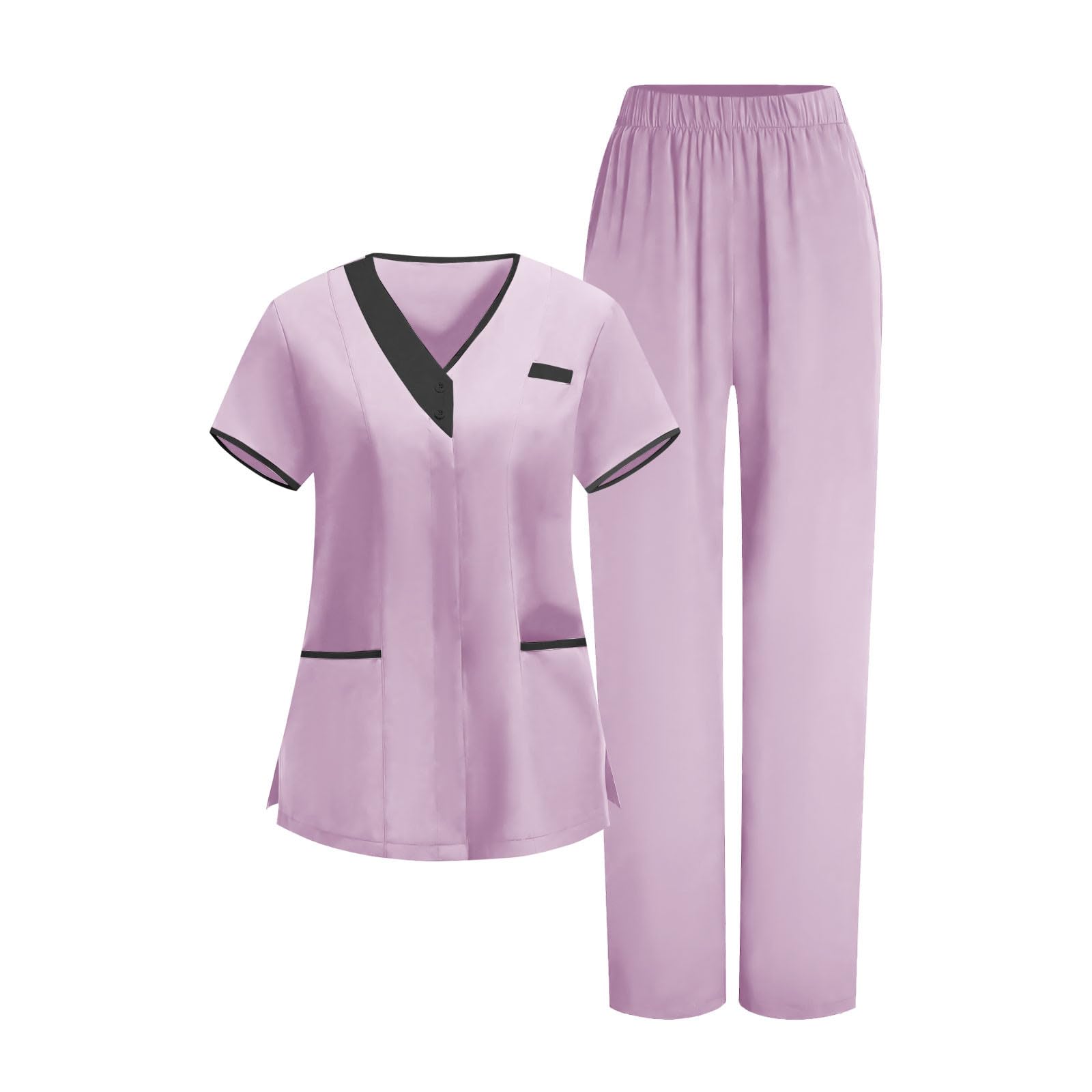 2026 Scrub for Cleaning Jobs Uniform, Multi Pockets Scrubs for Women Sets, V-Neck Top &amp; Straight Leg Pants Scrubs Set