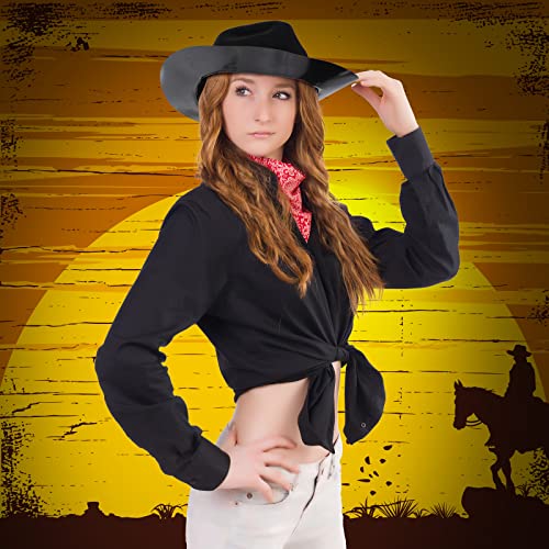 Image of Mepase Cowboy Hats Bulk Felt Western Party Wide Brimmed Cowgirl Hats Set for Adults Men Women Costume Party