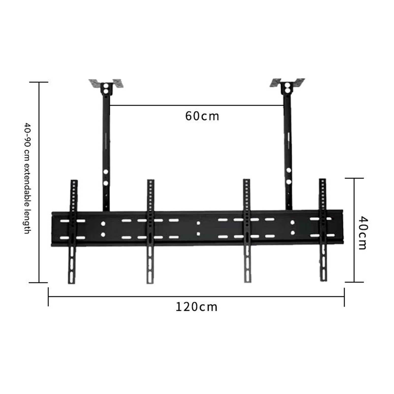 Supporto for TV da Soffitto con Doppi Pali E Doppi Schermi, Supporto TV Regolabile A Movimento Completo for 2 Schermi Fino A 55", capacità 70 Kg/150 Libbre(14"-40")