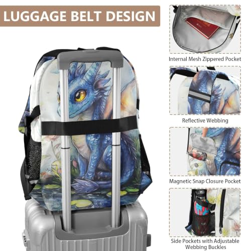 Mochila escolar de dragón azul para el instituto y escapadas de fin de semana 4
