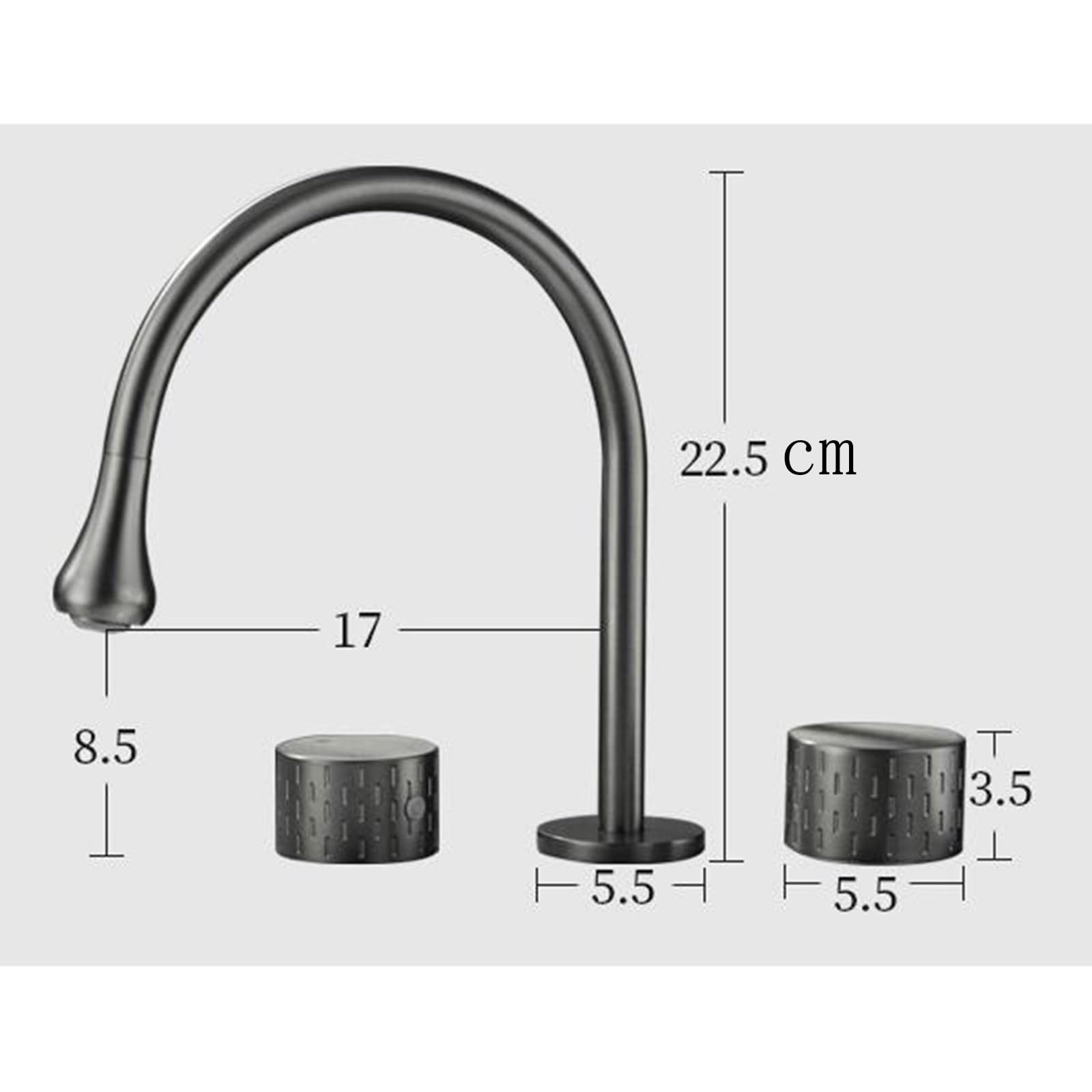 Grifo Lavabo Baño 3 Orificios Bimando Grifo Para Lavabo de Baño Latón Grifos de Lavabo 3 Orificios-Gris