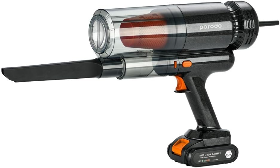 Porodo Portable Air Duster & Vacuum Cleaner in handheld vacuum mode with visible HEPA filter