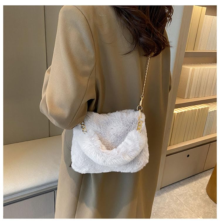 Brown/White ノベルティショルダーバッグ ふわふわ Amazon | [yangjing] ショルダーバッグレディース ポシェット