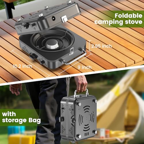  2 Burner Propane Camping Stove for Tailgating and BBQ
| 20000 BTU Foldable Camp Stove with Adjustable Burners and Piezo