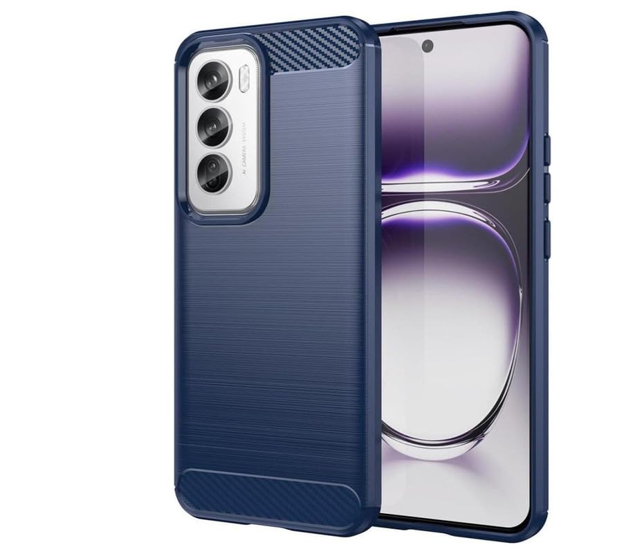 Image of NPRC Hybrid Ultra Slim Protective Case TPU Non-Slip Carbon Fiber Texture Shockproof Case Cover for Reno 12 pro - Blue