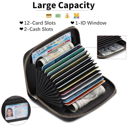 Image of SENDEFN Leather Wallet Women RFID Blocking Small Compact Wallets Credit Card Holder with ID Window