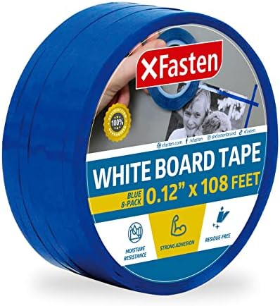 XFasten White Board Tape Line Blue Skinny Tape | 8 Rolls Thin Tape for Dry Erase Board | Use As Pinstripe Tape, Art Tape, Violin Tape, Music Note Tape, Draping Tape | Whiteboard Tape for Grid Marking