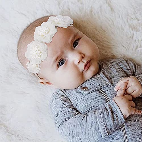3pcs Baby Girl Floral Headbands Set-Elastic Hair Band Crown Flower Wraps for Newborn Infant Toddler3