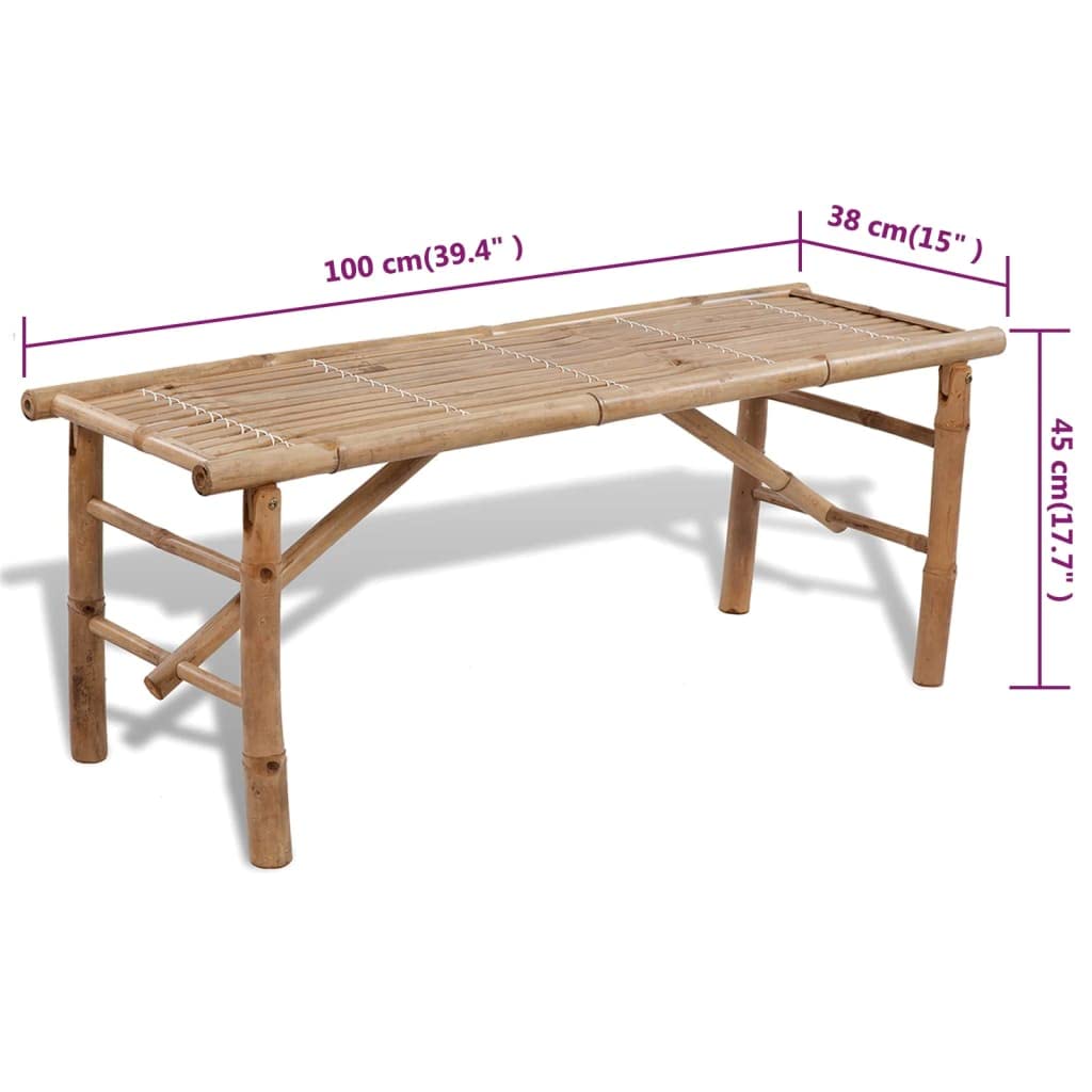 Biertisch-Set aus Bambus 100 x 50 x 70 cm faltbar mit 2 Bänken wetterresistent für Garten Balkon Terrasse Modernes Design Tropische Optik