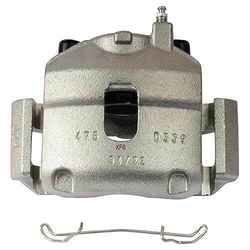Image of TRQ Front Driver and Passenger Side Brake Caliper Set Caliper Brackets Hardware Compatible with 12-17 Fiat 500 L4 1.4L Naturally Aspirated