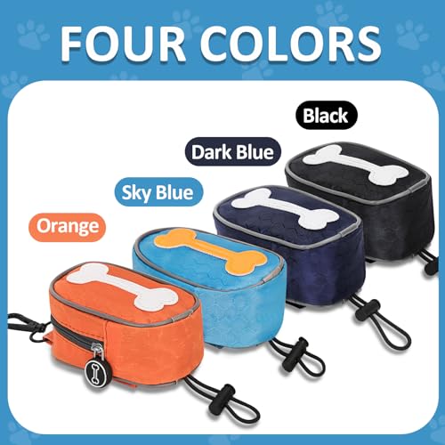 Image of Hands Free Dog Poop Bag Holder for Leash with Big Opening, Zippered Pouch with Carabiner Hook Waterproof Dog Poop Bag Holder(1 Doggy Bag) (Dark Blue)
