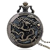 Men Women Pocket Watch, Antique Dragon Hollow Pocket Watch Quartz Fashion Watch, Gifts for Boys Girl