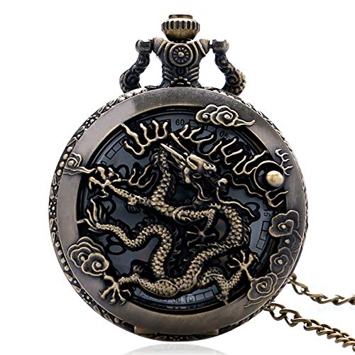 Men Women Pocket Watch, Antique Dragon Hollow Pocket Watch Quartz Fashion Watch, Gifts For Boys Girls #TOP1