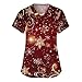 Women's Scrubs V-Neck Short Sleeve T Shirt Printed Plus Size Tops Christmas Nursing Uniforms Blouse with Pockets（5X-Large,1-Gold）