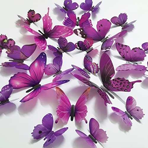 Ewong Butterfly Wall Decals 24PCS Room Decor Wall Art 3D Butterflies Mural Sticker Home Decoration Kid Girl Bedroom Bathroom Nursery Classroom Office Party Removable Decorative (Purple) Ewong Butterfly Wall Decals 24PCS Room Decor Wall Art 3D Butterflies Mural Sticker Home Decoration Kid Girl Bedroom Bathroom Nursery Classroom Office Party Removable Decorative (Purple)