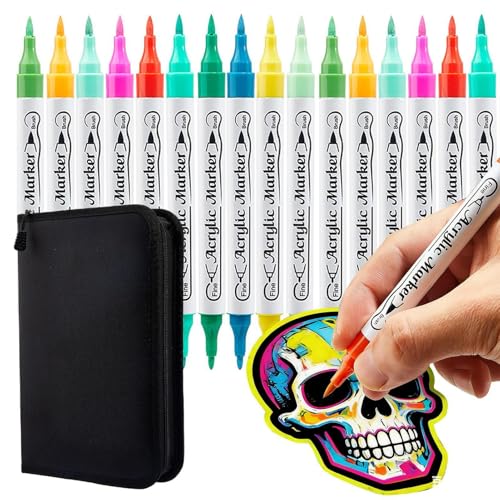 Rotuladores De Pintura Acrílica – Marcadores Artísticos De Doble Punta De 72 Colores, Punta De Pincel De Acuarela Opaca De Secado Rápido | Marcadores Para Libro Piedra Tela Madera Metal Artesanía