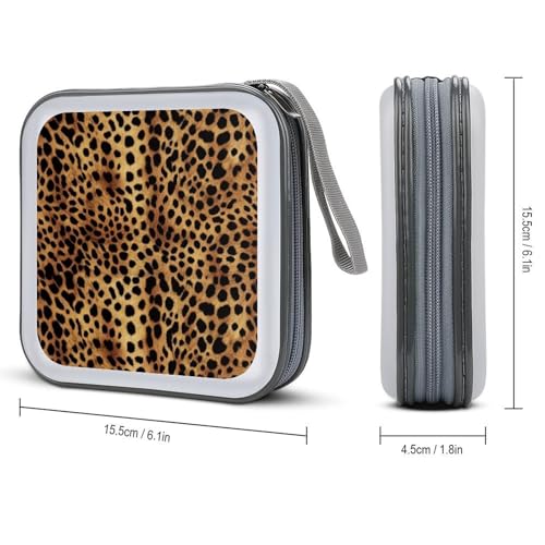 Rangement CD portable imprimé léopard | Étui pour 40 DVD et disques - 2