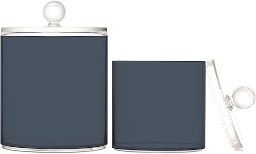 Miniatura 7 de Paquete de 2 dispensadores de soporte Qtip con tapas, contenedores de almacenamiento de plástico verde militar, organizador de recipientes de baño