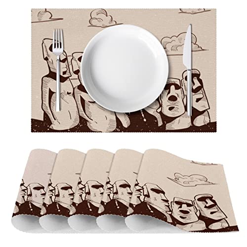 Set de table Moai de l'île de Pâques design géométrique et isolant - 3