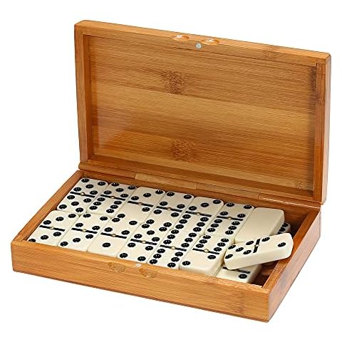 Mibee Doppel-Sechs-Domino-Set Unterhaltung Freizeitspiel Spiel Spielzeug Black Dots Domino Cover