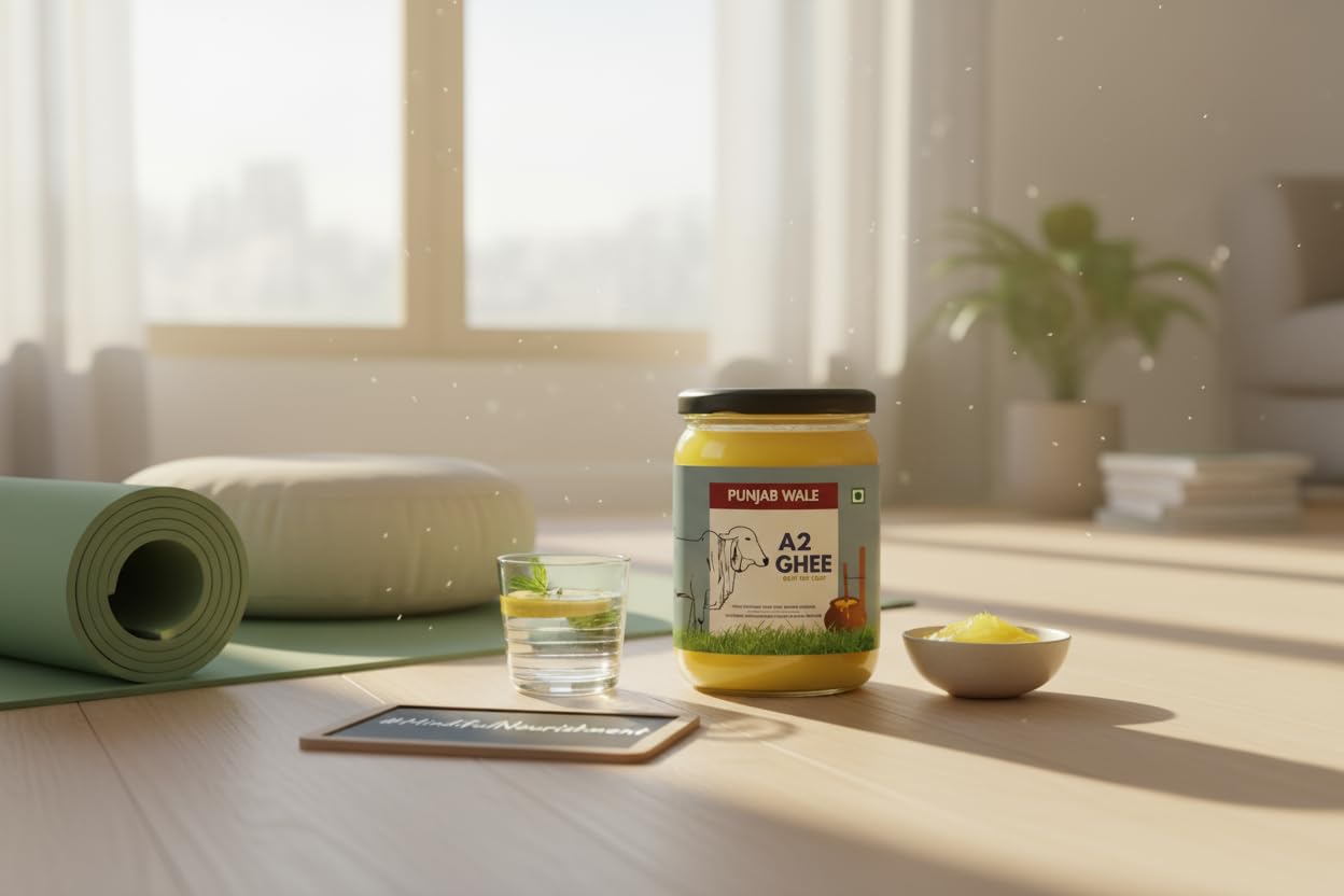 PUNJAB WALE Ghee A2 | Vaca Desi Gir | Método Védico Bilona | Cultivado | Triturado a mano | Hecho en pequeños lotes | Probado en laboratorio | Tarro de vidrio | Alimentado con pasto | Ghee premium y