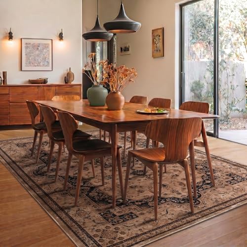 Image of Medallion Vintage Look Carpet for Living Room Bedroom Dining Room | Washable Area Rug with Non Slip TPR Backing | Modern Floor Carpet for Home(Design07-4x6 Feet)