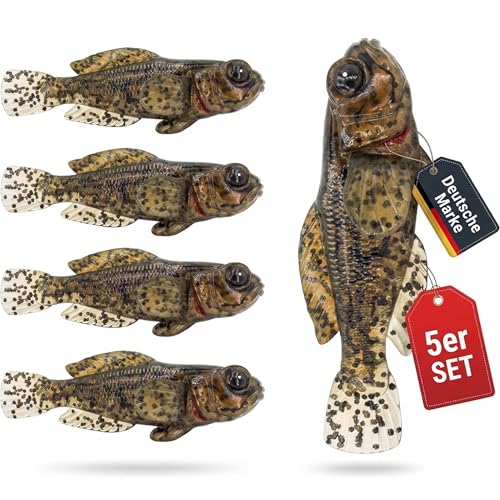 5er Set FISHN GOBYone 7,6cm 9gr Ultra Realistische Grundel Gummifisch zum Angeln auf Barsch, Zander Hecht und Forelle (Mudd)