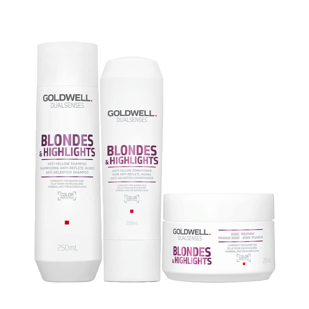 Goldwell - Set di shampoo Blondes & Highlights da 250 ml + conditioner da 200 ml + maschera da 200ml