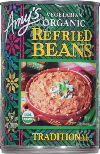 Image of Amy's Organic Refried Beans Canned, Traditional Refried Beans, Vegan Gluten Free and Vegetarian, 15.4 Oz (Pack of 2)