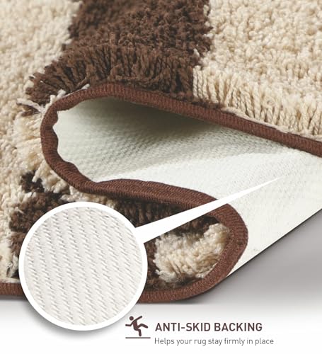 Image of Obsessions Ultra-Absorbent Quick-Dry Bath Mat | 1400 GSM Polyester | Soft, Non-Slip & Fast-Drying Bathroom Rug for Safety & Comfort | 50 x 70 cm | Chocolate and Light Beige