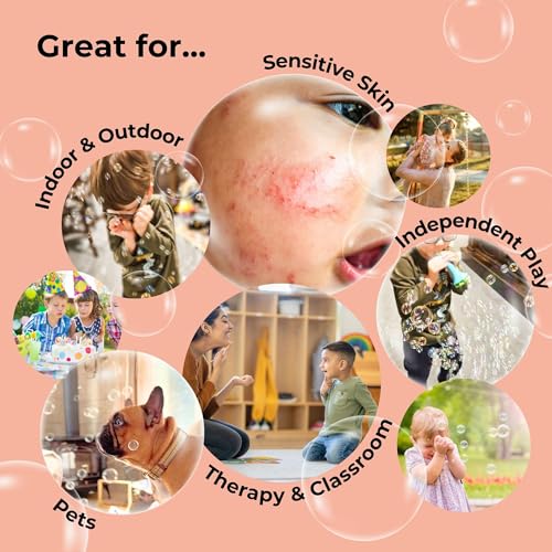 innobaby spike bubble blower with mess free botanical bubbles and dipping tray - magic wand blows oodles of bubbles without the mess - recommended for speech visual amp motor development - color aqua