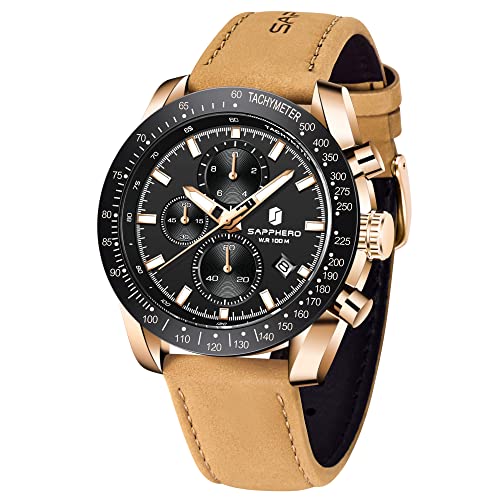 Image of BENYAR Men's Watches Chronograph Watch for Men Multifunction Black Waterproof Sport Fashion Quartz Wristwatches Calendar with Stainless Steel Strap