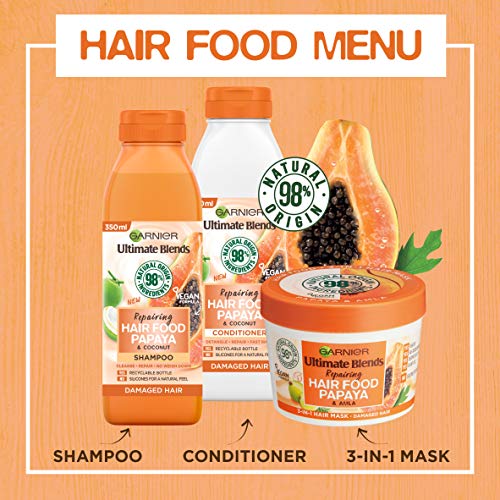 Garnier Ultimate Blends Shampoo For Damaged Hair | Papaya Hair Food Shampoo by Garnier Ultimate Blends | 98 Percent Natural Origin Ingredients | 350 ml Pack of 6 - Image 3