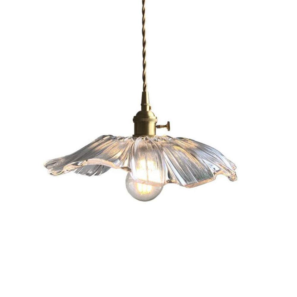 Nordic Modern Flower Shape Clear Glass Funnel Pendant Light Transparent Vintage Lamp American Restaurant Hotel Dinning Room Lighting Hallway Living Room Ceiling Illumination Decoration E27 Change for