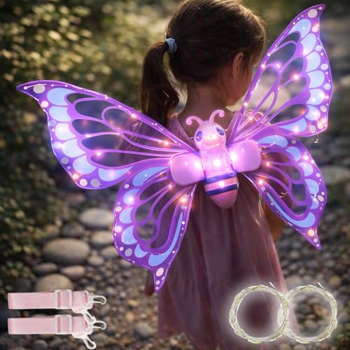 Image of VikriDA LED Butterfly Fairy Wings for Girls & Women | Glowing Princess Dress-Up Accessory Toy
