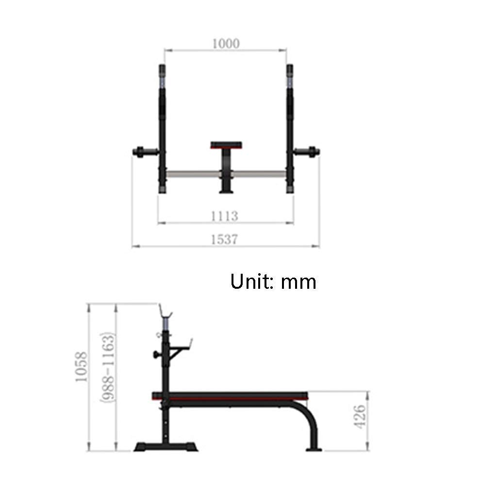Squat Rack Sgabello con Manubri Letto Multifunzionale per Sollevamento Pesi Attrezzatura per Fitness Domestico Carico Regolabile 230 kg Rack per Pesi