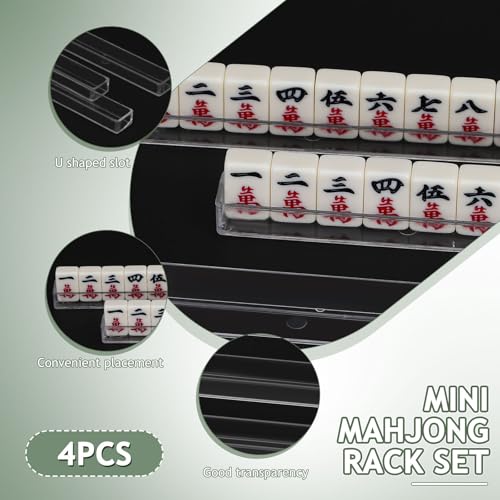 LALAFINA Mini Mahjong Tile Rack 4 piezas miniatura 3